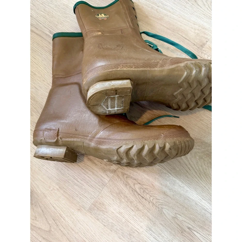 Vintage Northerner Brown Rubber Lace Up Hunting Boots Made in USA Men Size 13-14